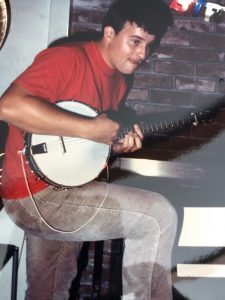 Clint with his first banjo, 1986 Clint with his first banjo, 1986